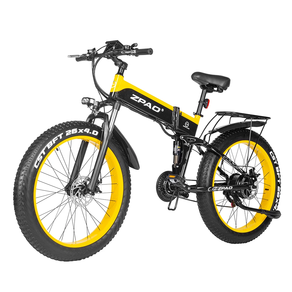 

ZPAO 26” x 4.0 Fat Tire Electric Bike 1000w 48V Electric Mountain Bike Men's and Women's Snow Bikes Electric Portable Cross-Coun