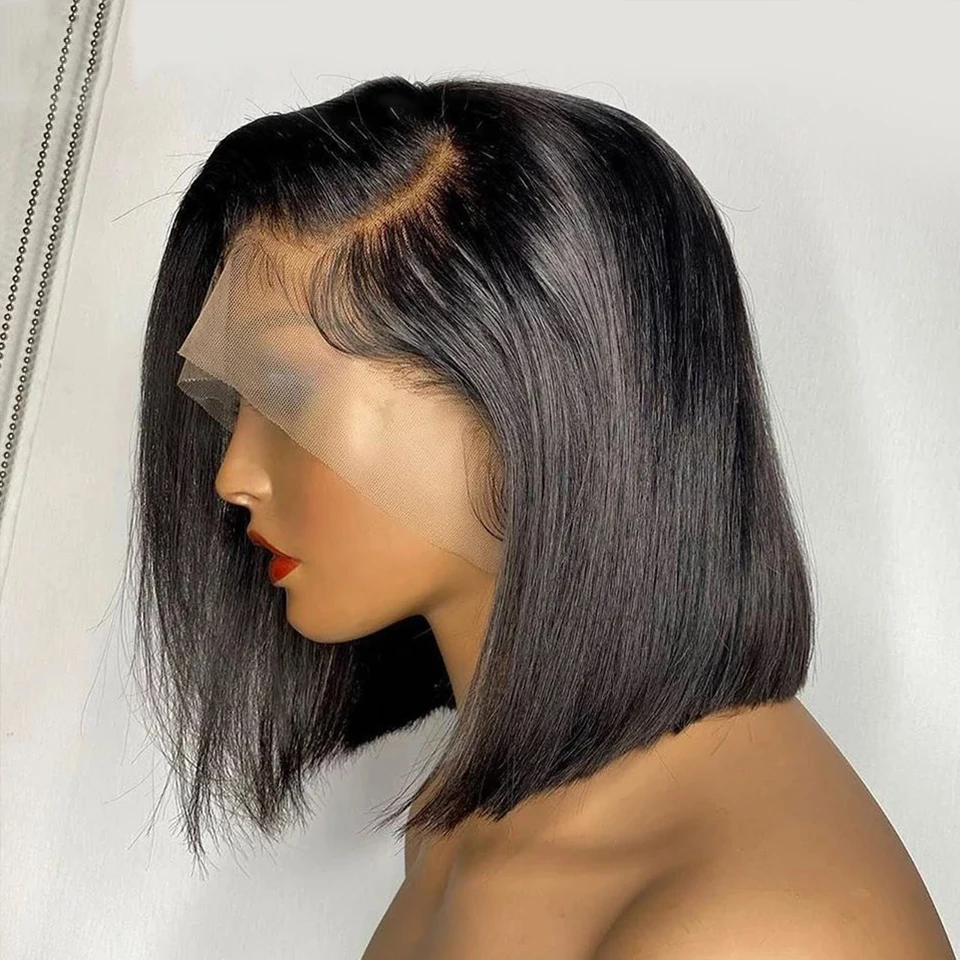 

Короткий парик Боб плотность 150% 13x 6 парики из человеческих волос на сетке спереди для черных женщин предварительно выщипанный бразильский ...