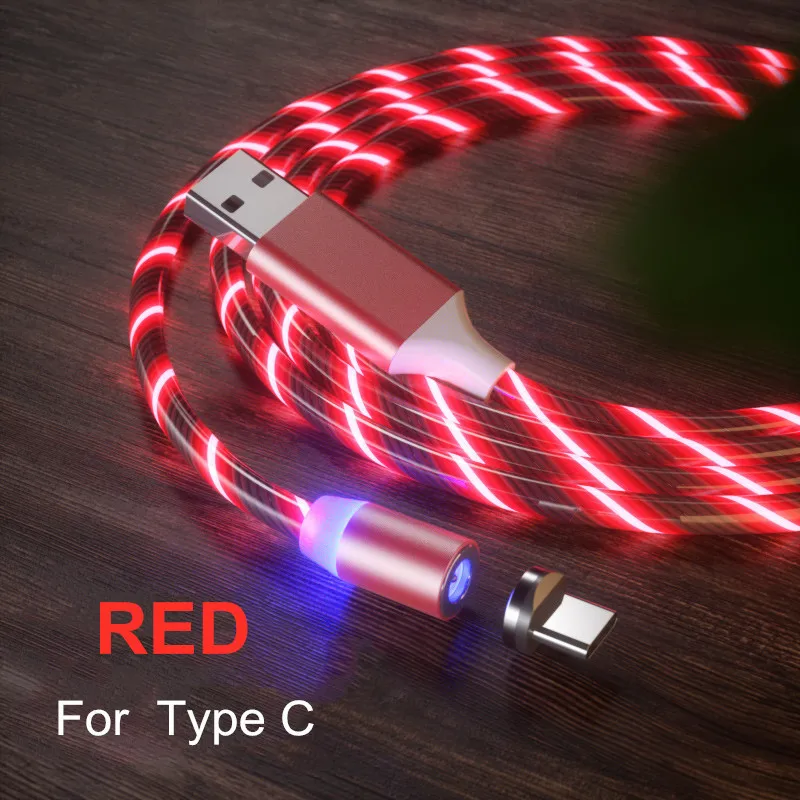 Red for Type C Vanniso 2 м магнит микро Usb кабель зарядный провод для iphone X 11 Xiaomi mi8 9t redmi note 7 samsung type C зарядное устройство светящийся шнур - Цвет: Red for Type C