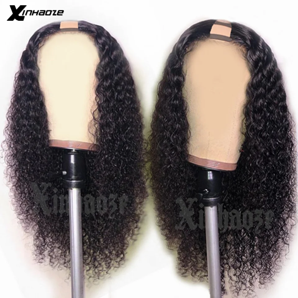 2*4 ''U часть парик кудрявые человеческие волосы для женщин 130 150 180 Плотность