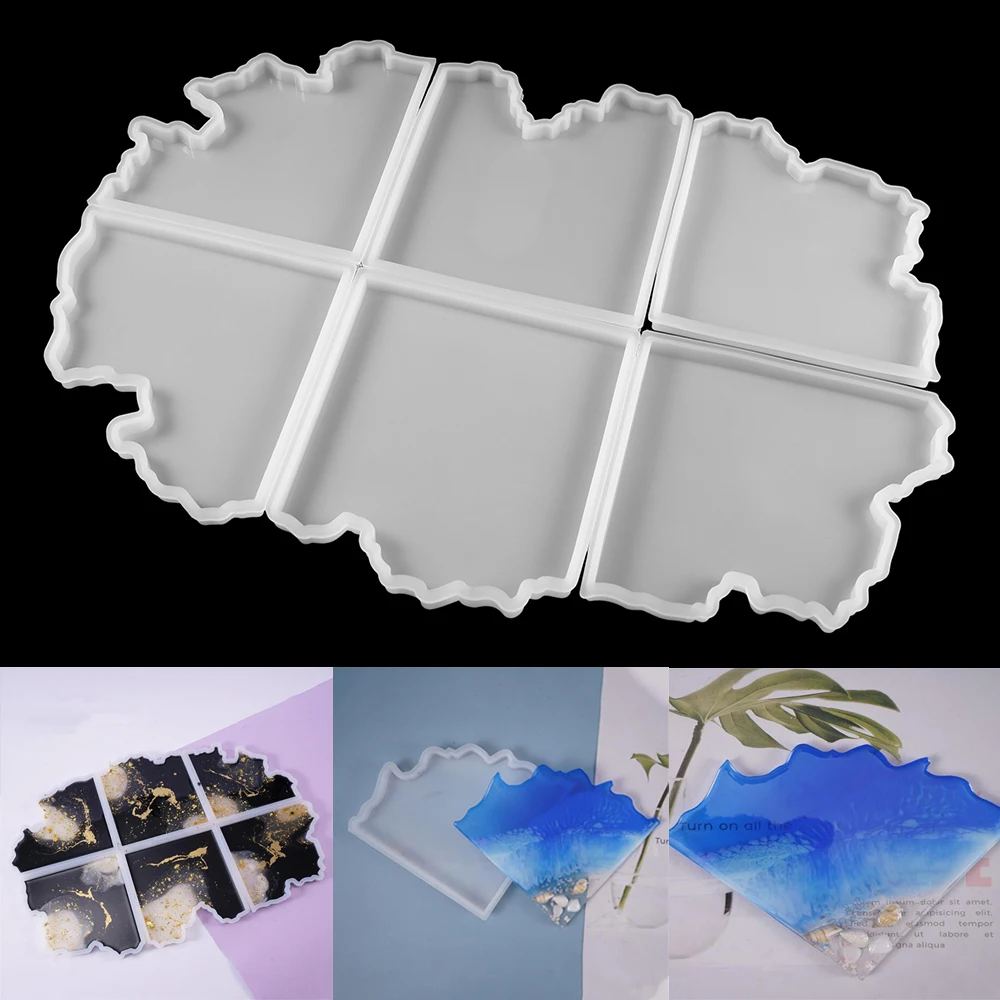 

1pcs Irregular Wave Tea Coaster Silicone Mold Splice Cup Tray Craft Transparent Epoxy Resin For Handmade DIY Decor Making Tools