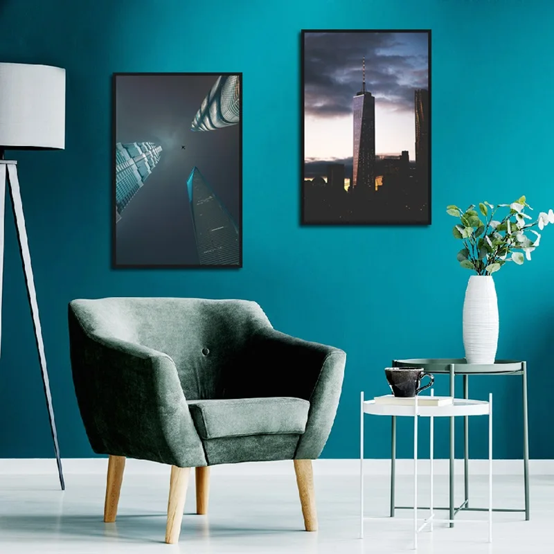 

Modern City Landscape Poster Wall Art Skyscraper Eiffel Tower Canvas Painting Modular Decoration for Home Living Room Office