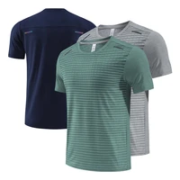 polyester mens t shirt round neck running shirt micro elastic compression bodybuilding t shirts short sleeve t shirt for man