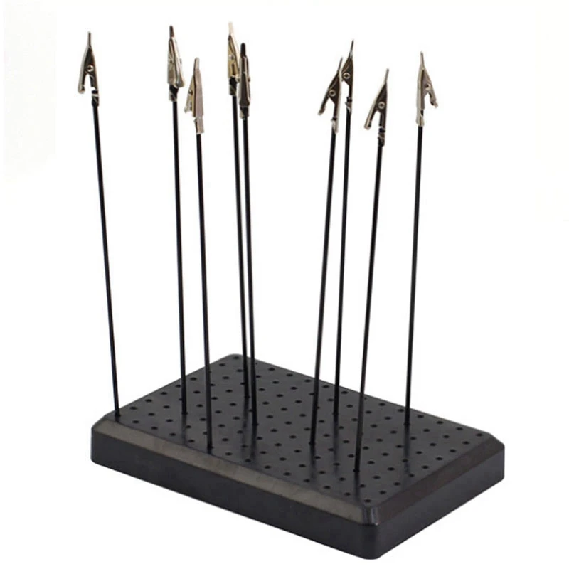 9 x 14 Holes Painting Stand Base with 10Pcs Metal Alligator Clip Stick Modeling Tool Set Toys Hobbies Accessories | Обустройство дома