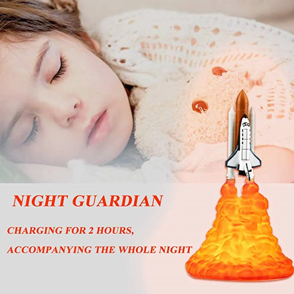 3D печать Космический Шаттл лампы и в виде Луны ракетная лампа Ночной светильник