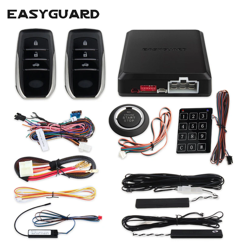 

EASYGUARD pke keyless entry system start stop remote engine start stop car alarm system security alarm push start remote dc12v