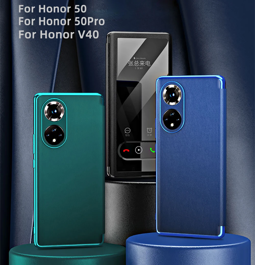 

Fashion Electroplating Mirror Smart sleep wake up flip phone case for Honor 50 Honor 50Pro Stand Case for Honor V40 Cover