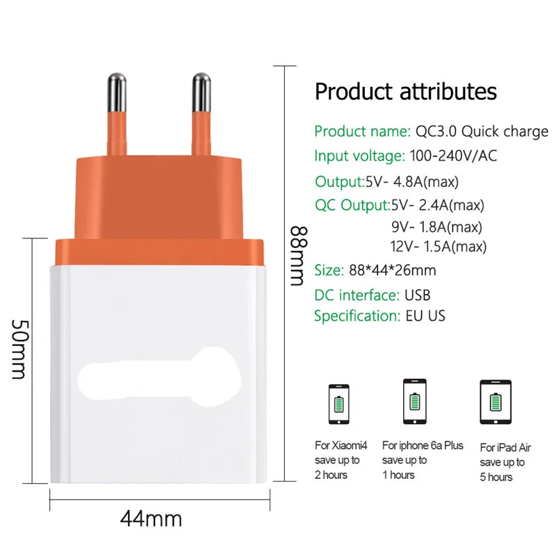 Зарядное устройство USB 5 В 3 А быстрая зарядка 0 QC адаптер зарядное с портами для