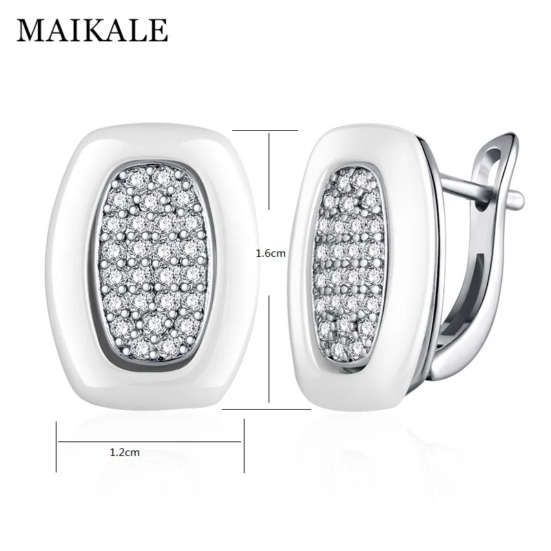 MAIKALE, классические квадратные серьги-гвоздики из керамики, медь, золото, серебро, цвет черный, белый, простые серьги для женщин, подарки для друзей