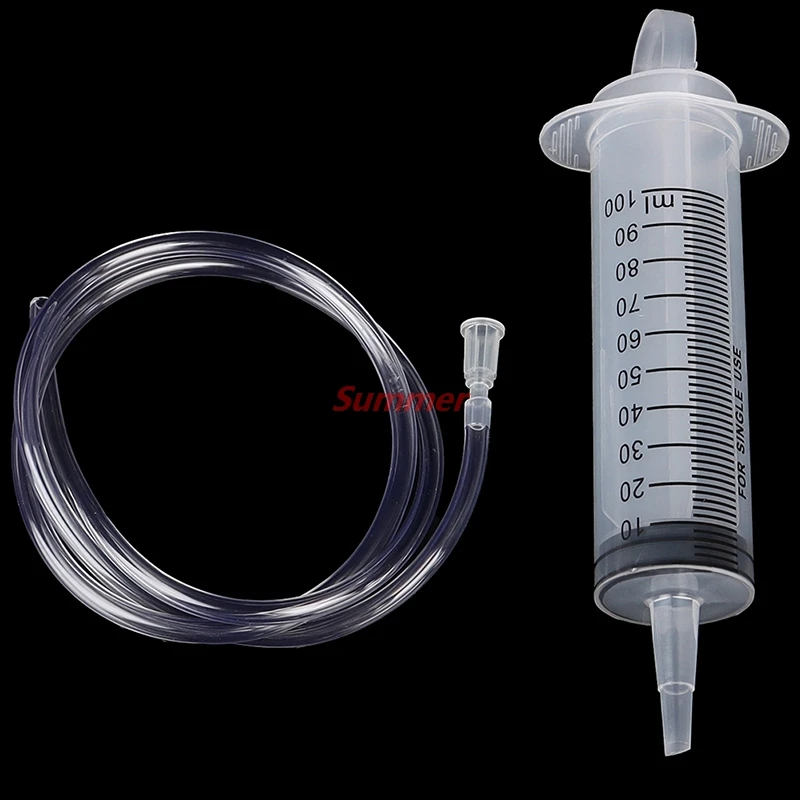 

Hot 1pcs 100ml Large Capacity Syringe Reusable Pump Measuring With 1m Tube Feeding Ink