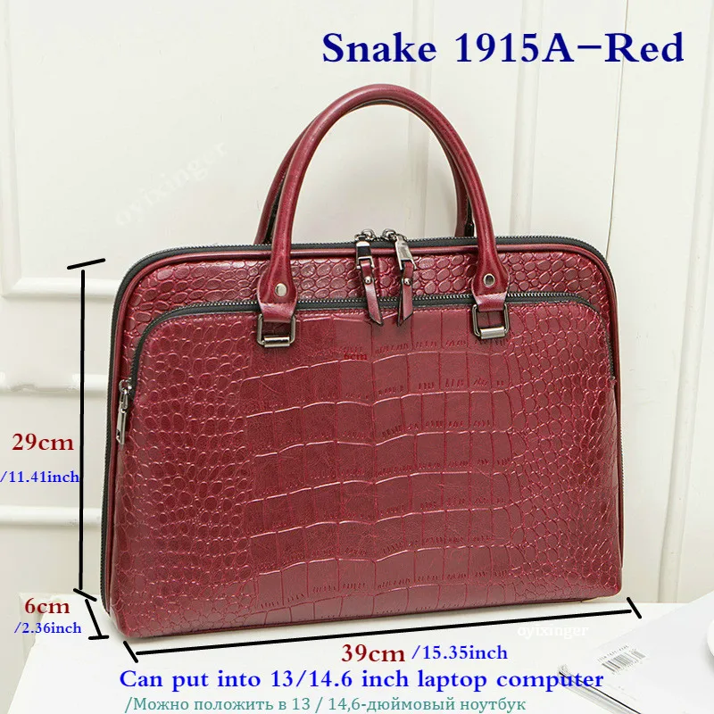 New Cowhide Women's Briefcase Business Handbag Women Genuine Leather Bag 14.6 Inches Laptop Computer Bag Office Bags For Female