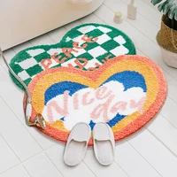 heart shape bathroom rug fluffy colorful entrance carpet area floor pad tub side mat doormat aesthetic home room decor 60x65cm