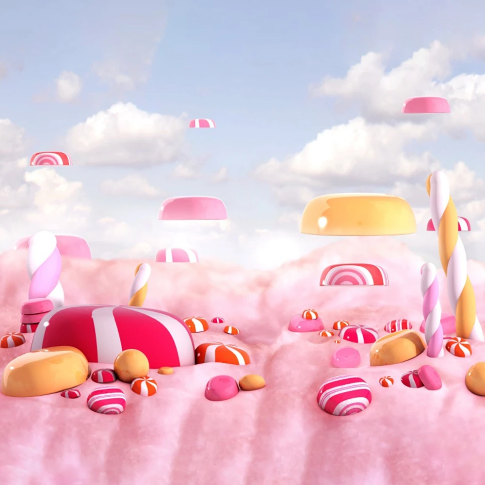 

Candy Cake Lollipop Cake Sky Cloud Baby Birthday Party Photography Backdrop Photographic Background Vinyl Photophone Photocall