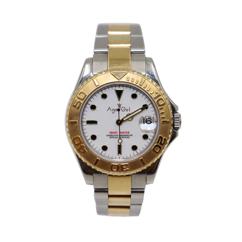 

New Men Automatic Mechanical Women Lady Stainless Steel Yacht Watch Sapphire ETA2813 Red Blue White Rotatable Bezel 37mm