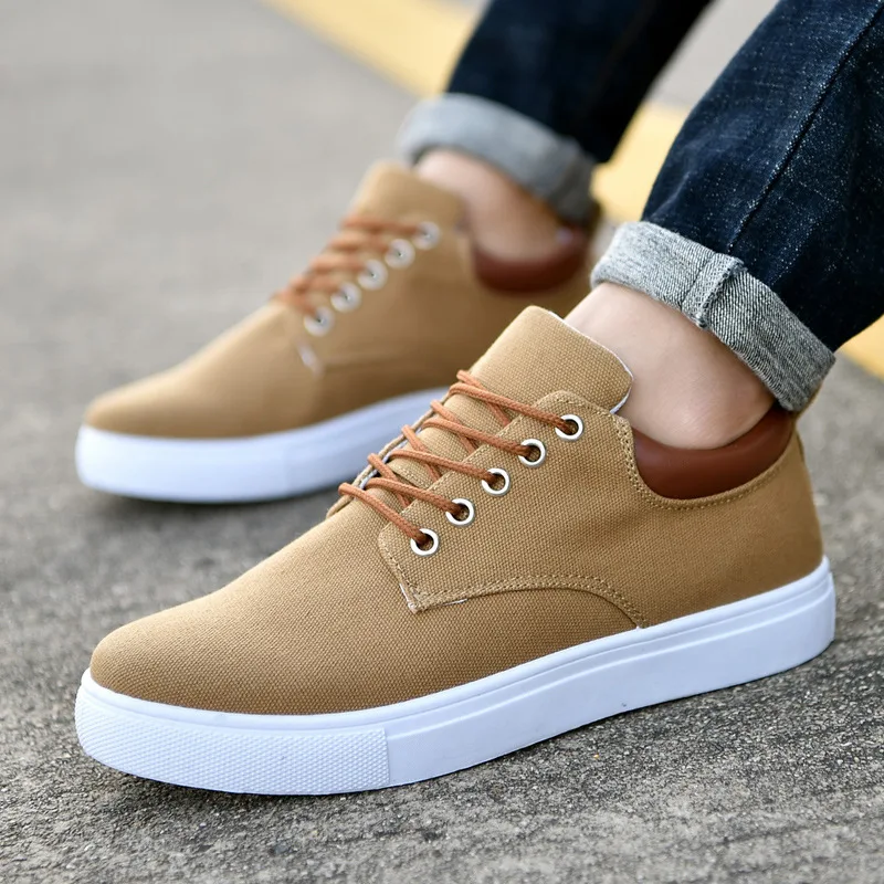 

Men's Canvas Casual Shoes Men Lace-Up Lightweight Breathable Sneakers Fashion Outdoor Flat Footwear Shoes Men Sport Shoes