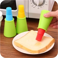 portable silicone oil bottle with brush baking bbq basting brush pastry oil brush kitchen baking honey oil barbecue tool gadgets