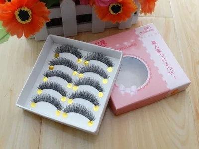 

Free Shipping hot sale overlapping 5 pairs/set natural long black false Eyelash charming nice fake eyelashes Cotton stem