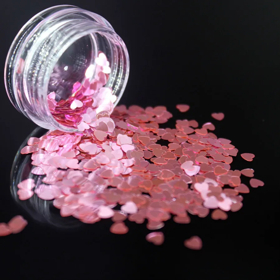 1 коробка глубокий розовый цвет блестки в форме сердца Модный лак для ногтей 12