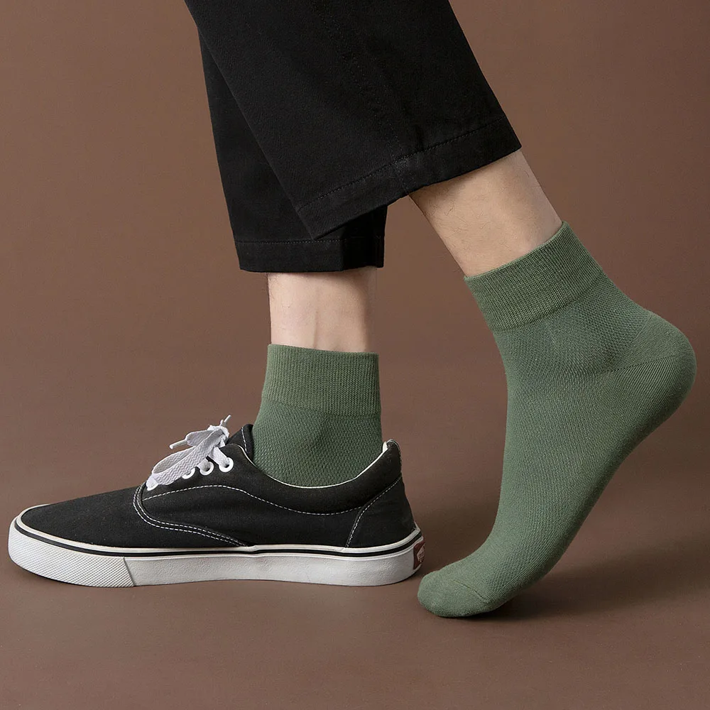 Men's Summer Mesh Breathable Cotton Shallow Mouth Solid  High-quality Color Casual Socks Wholesale 10 Pair