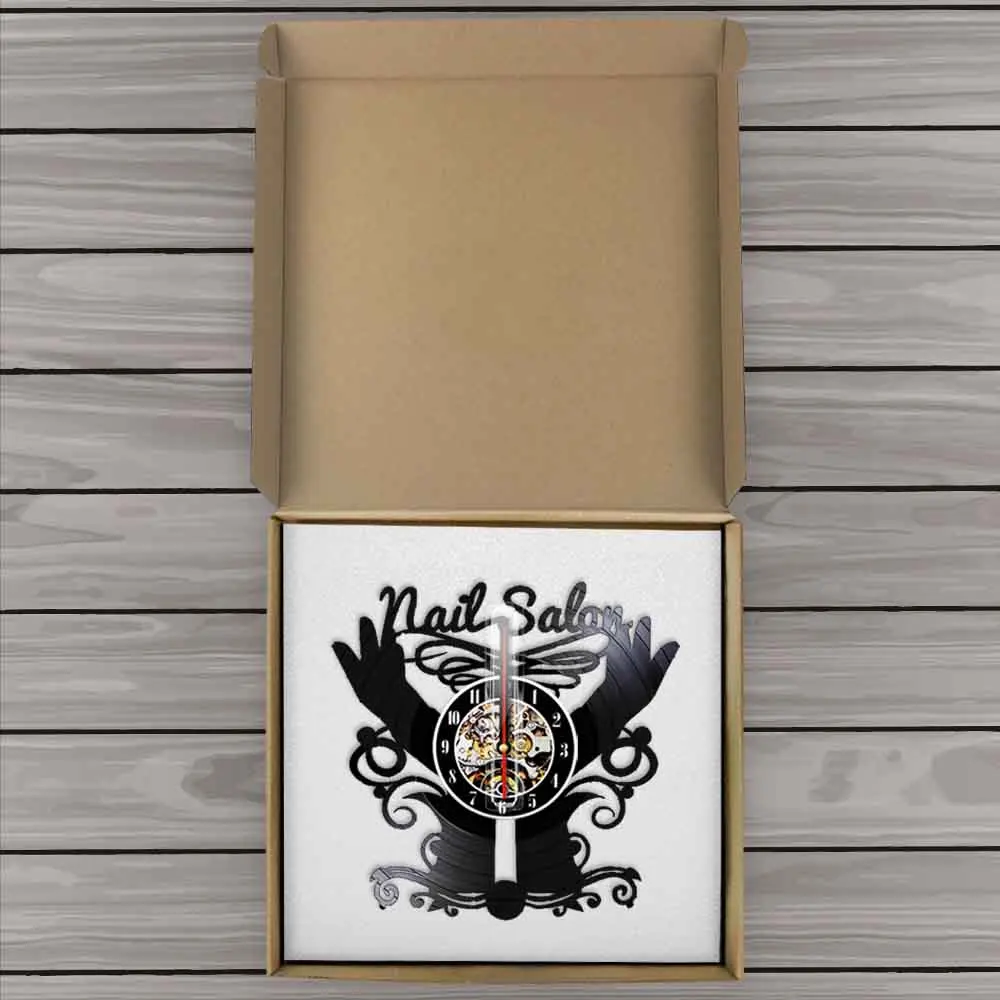 Виниловые часы для маникюрного салона кварцевые настенные студии красоты