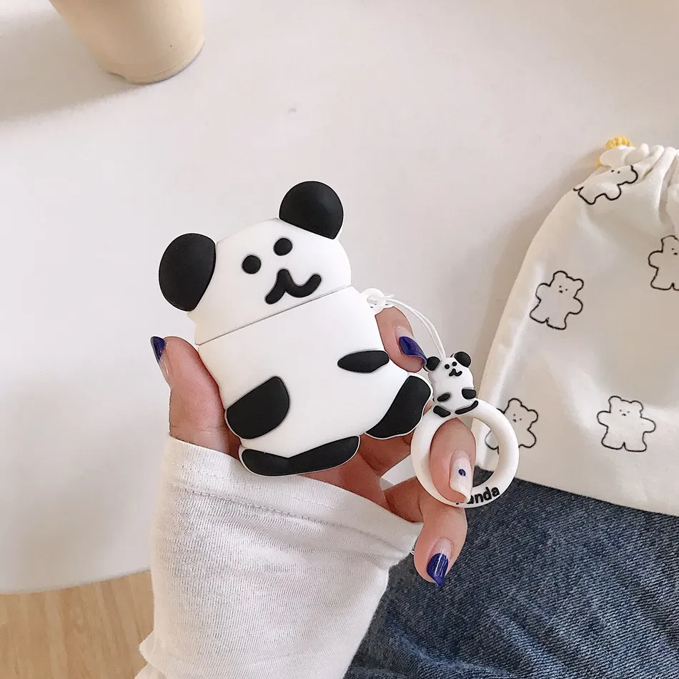 505B Чехол для наушников Airpods 2 чехол силиконовый милый цвет медведь свинья собака чехол для Apple Air pods наушники чехол для наушников кольцо ремешок - Цвет: 505B