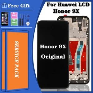 original for honor 9x premium stk lx1 display lcd with frame touch screen replacement for huawei honor 9x premium russian global free global shipping