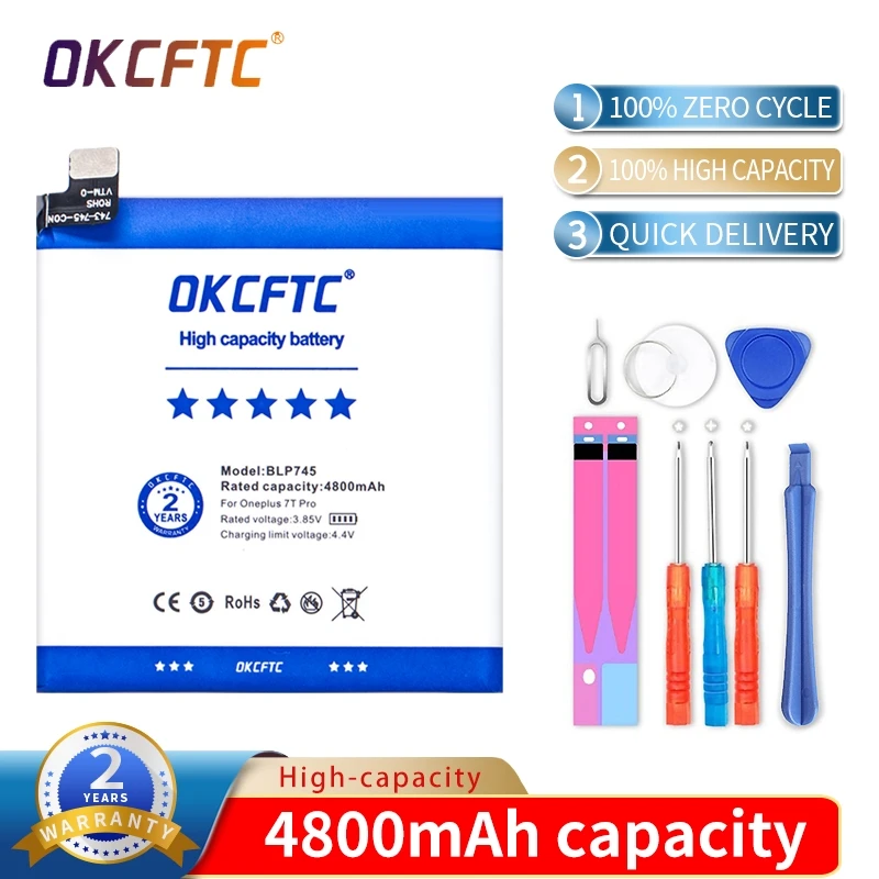 

For Oneplus 7T Pro One Plus 7T PRO Phone Battery BLP745 4800mAh High Capacity OnePlus Mobile Phone Batteries Free Tools