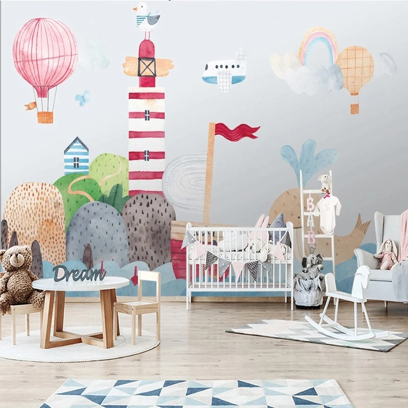 

Custom Mural Wallpaper Nordic 3D Cartoon Watercolor Fresco Children's Room Background Wall Home Decor Poster Papel De Parede 3D