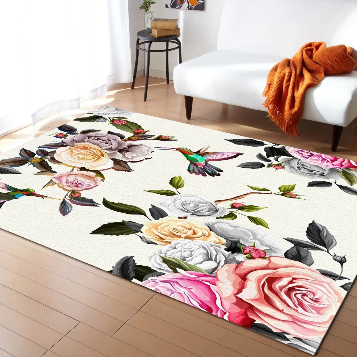 

Ковры в виде розовых пионов птиц для кровати, гостиной, домашний декор, детская комната, прикроватные коврики, коврики для дивана