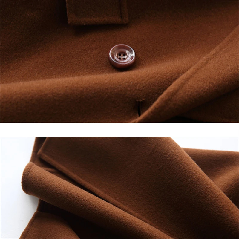 Женское длинное кашемировое пальто приталенная куртка из 90% шерсти с