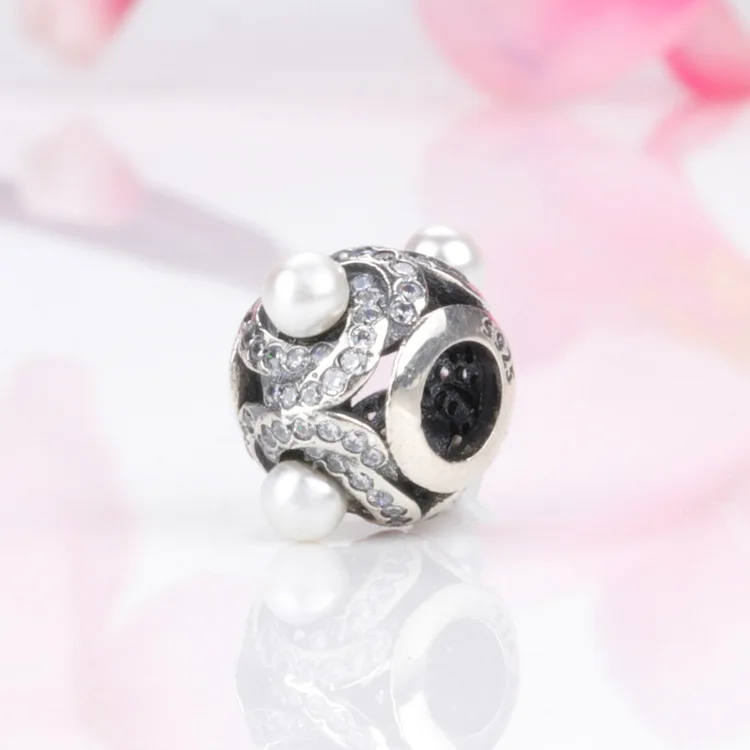 

Bewill Hot Sale Genuine S925 Sterling Silver Pearl And Zircon Concentric Knot Charm Fit Diy Original Bracelet