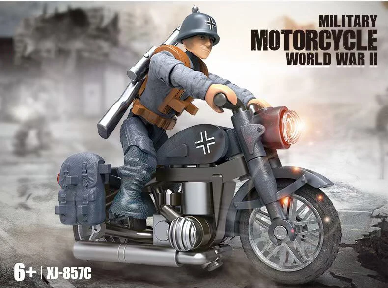 Конструктор военный мотоцикл времен Второй мировой войны немецкие фигурки