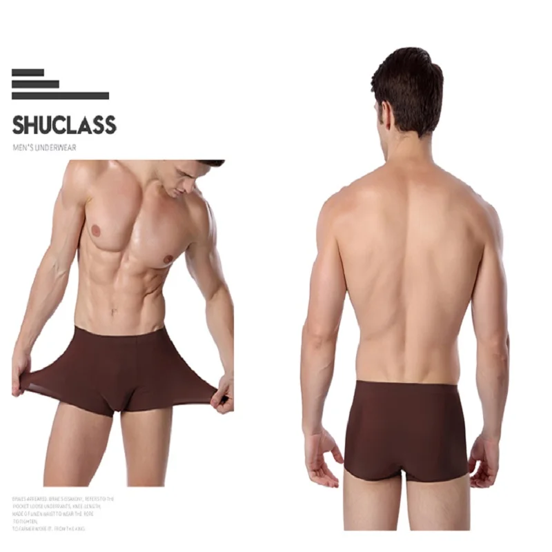 8pcs Summer Men's Shorts Underpants Underwear Men Solid Solor Hip Lift Lycra Nylon Pants Young Men's Ice Thin Quick Drying