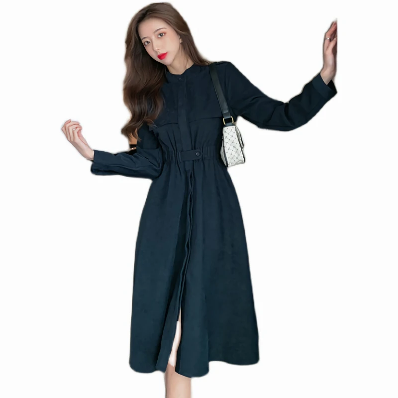 

Lesavir 2021 Spring New Women's Retro Temperament Waist Was Thinner Mid-length Hepburn Style Fashion Elegant Dress Plus Size