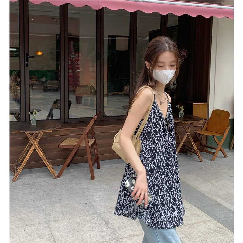 Design Sense Vest Of Love Printing Suspender Women Can Wear Out In Summer Casual And Thin Sleeveless Top |