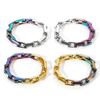 new vintage stainless steel men and women bracelet on hand colorful cuban chain trend couple bracelets fashion womens jewelry
