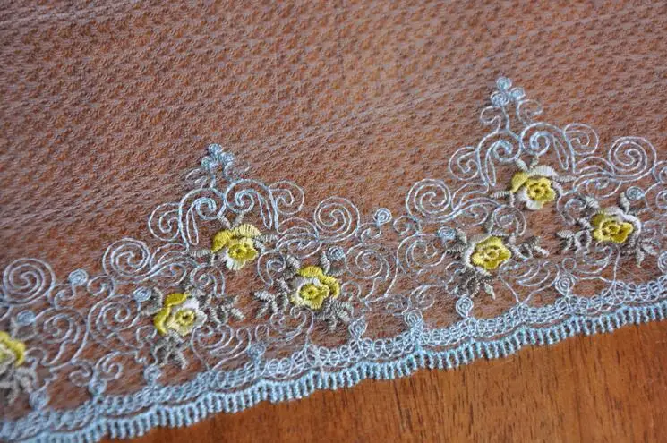 1 метр синяя серия ручной работы DIY аксессуары для одежды Свадебная Цветочная вышивка кружева ткани шторы диван швейная кружевная отделка 20 см