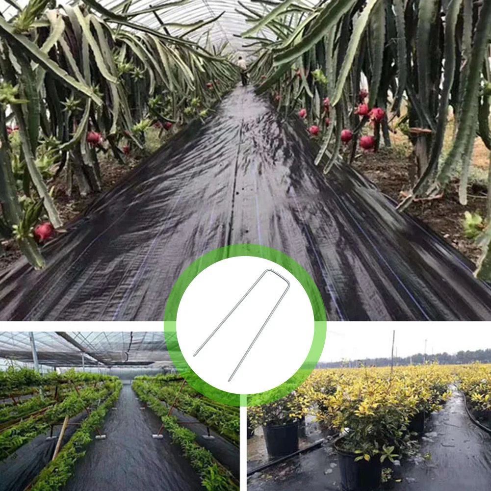 

50pcs/pack Galvanized Steel Garden Pile U-Shaped Nails Fixing Turf Tool for Fixing Weed Fabric Landscape Anti-bird Mesh Net