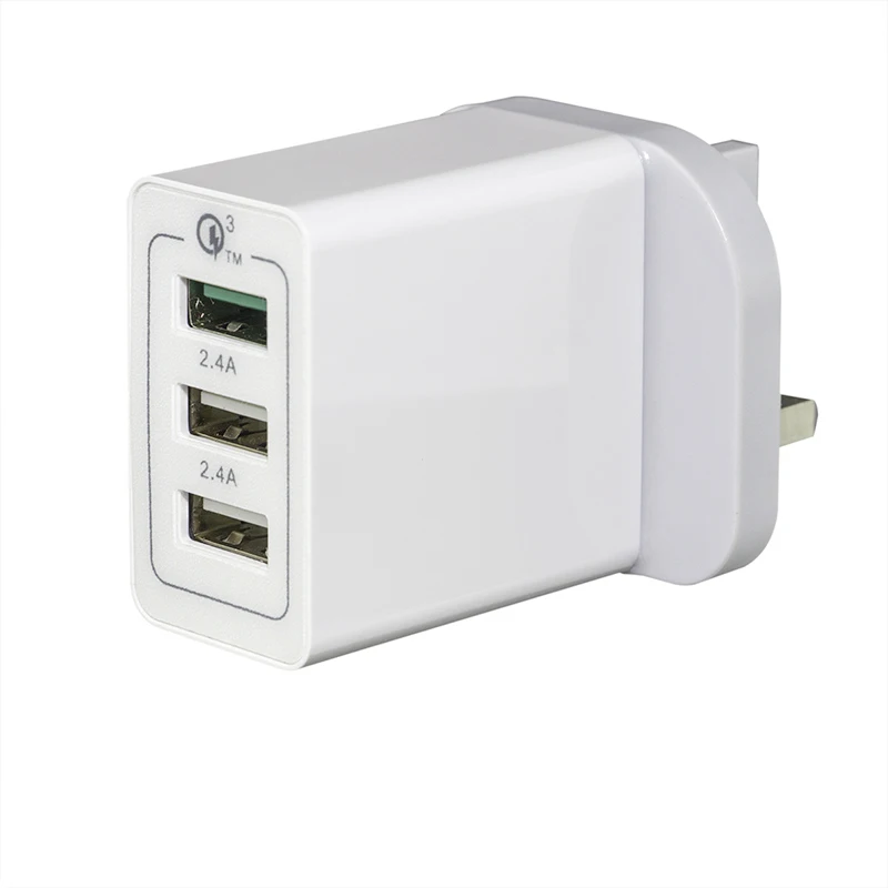 UK Plug Штепсельная вилка Великобритании Quick Charge 3,0 3USB выход телефон быстро Путешествия адаптер совместимый Ирландия Великобритания Саудовская Аравия Сингапур и т. Д - Тип штекера: UK Plug
