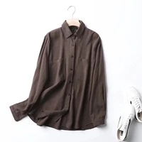 davedi simple blusas 2022 spring long sleeve casual shirt blouse women indie folk texture solid fashion women blouse and tops