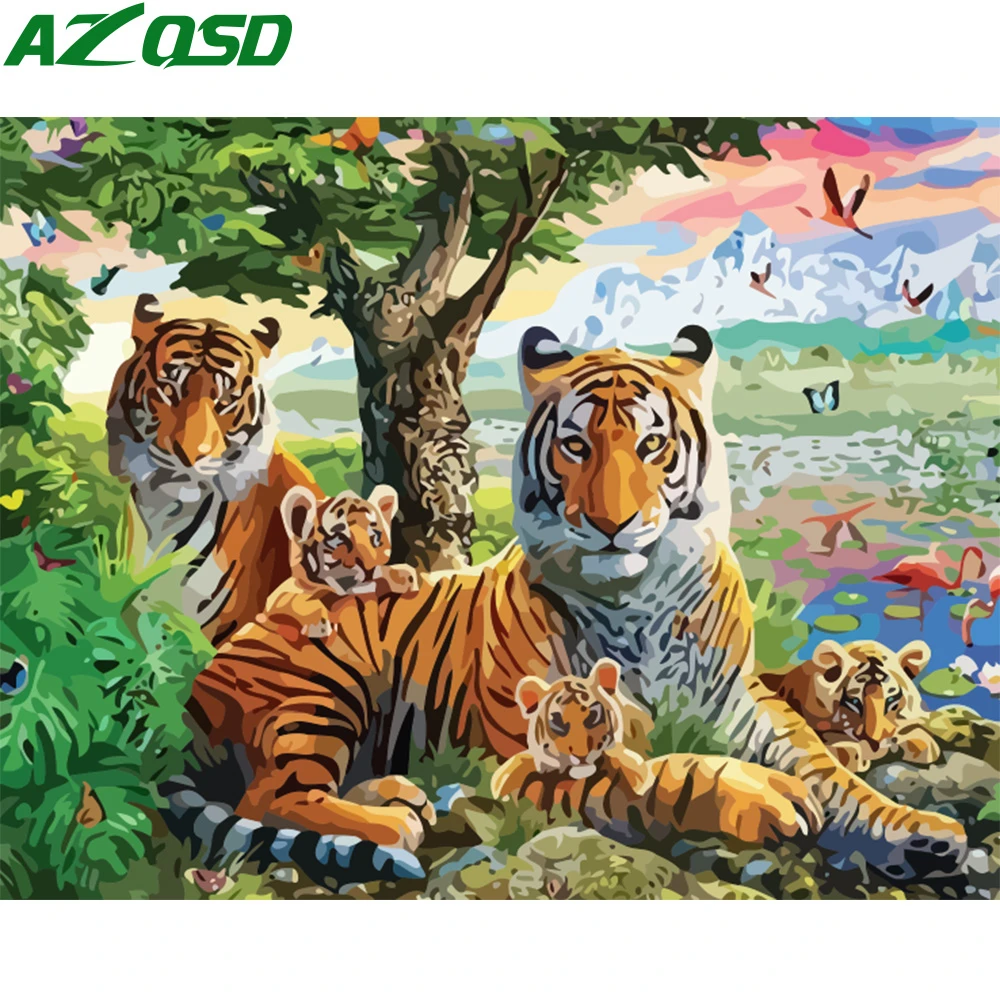 

Набор для рисования по номерам на холсте, с тигром