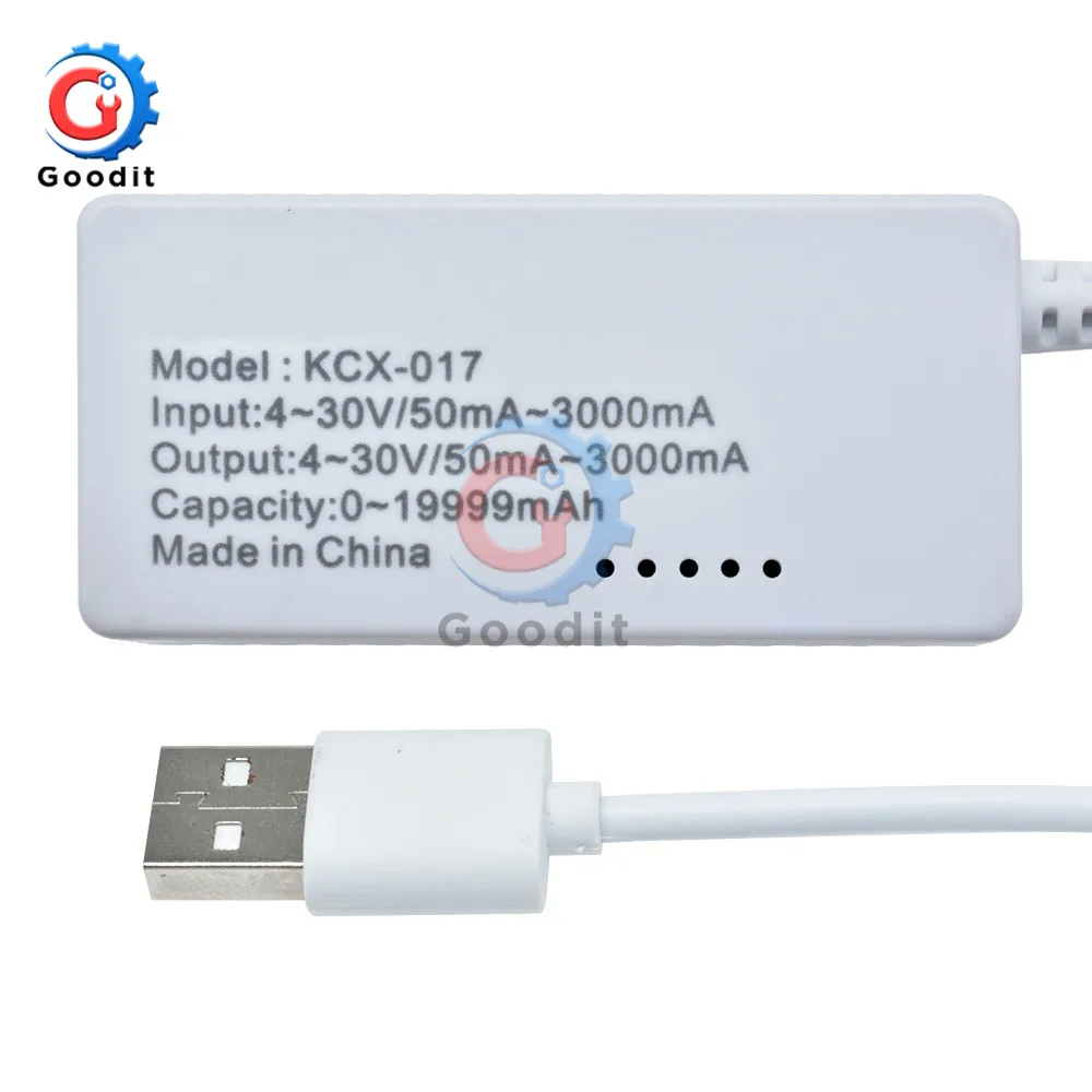 KCX 017 с белым шлейфом Амперметр ЖК дисплей мини USB Напряжение ток емкость монитор