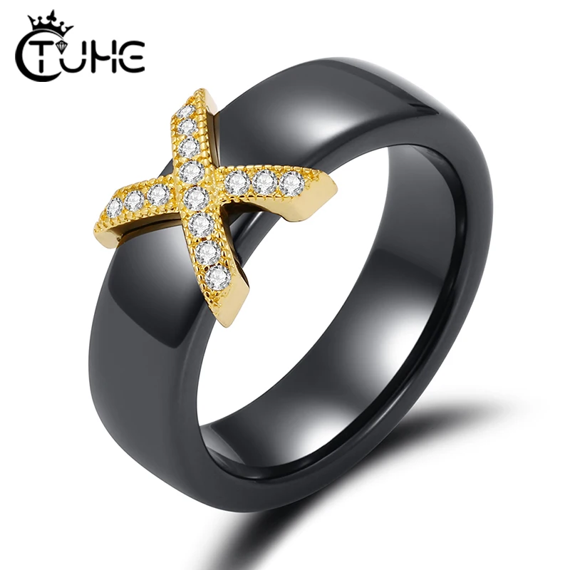 Гладкие Черные белые розовые синие керамические кольца для женщин с AAA