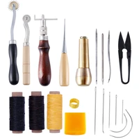 hand stitching leather craft kit starter tools set wax line leather needles scissors log awl copper handle awl leather craft set