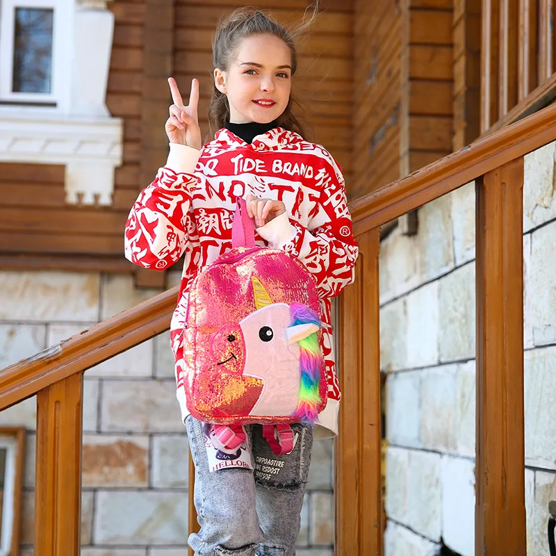 Модные плюшевые Школьные рюкзаки с единорогом и блестками для девочек | Багаж