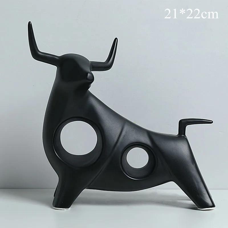 

[HHT] Nordic Modern Ceramic Crafts Domineering Bull Ornament Arrogant Cattle Bullish Creative TV Cabinet Desk Home Decorations