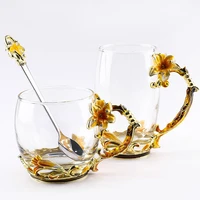 european jasmine enamel color cup home flower cup with transparent cup coffee cup breakfast cup