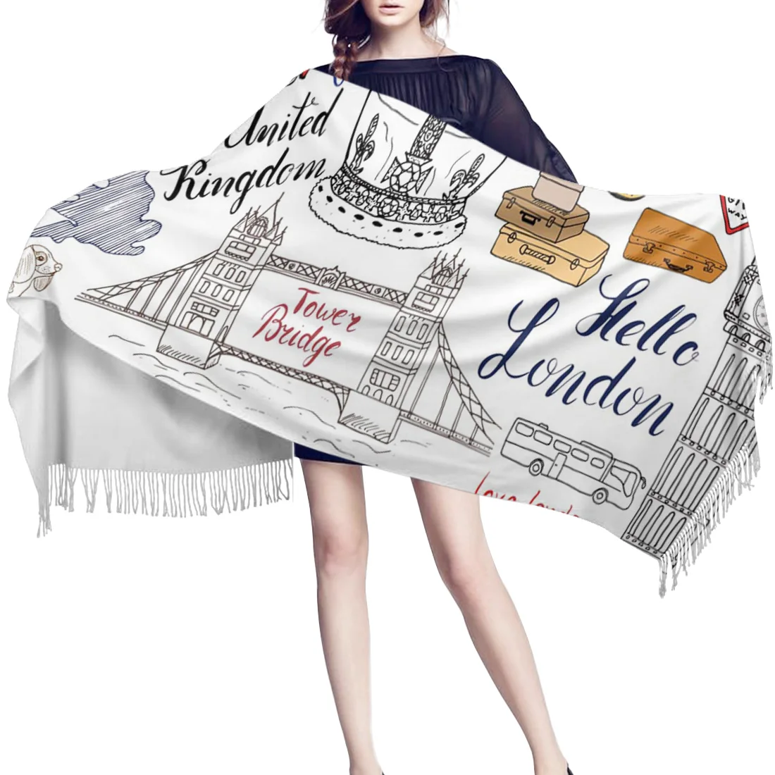 Весенне-зимний женский шарф теплые кашемировые шарфы с рисунком из британской