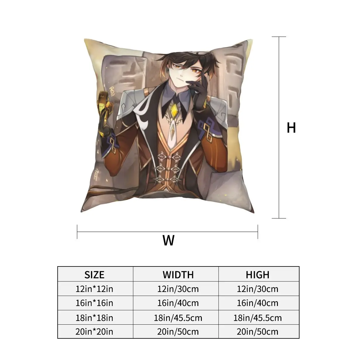 

Genshin Impact Zhongli Game Pillowcase Soft Polyester Cushion Cover Decoration Pillow Case Cover Home Zippered 40X40cm