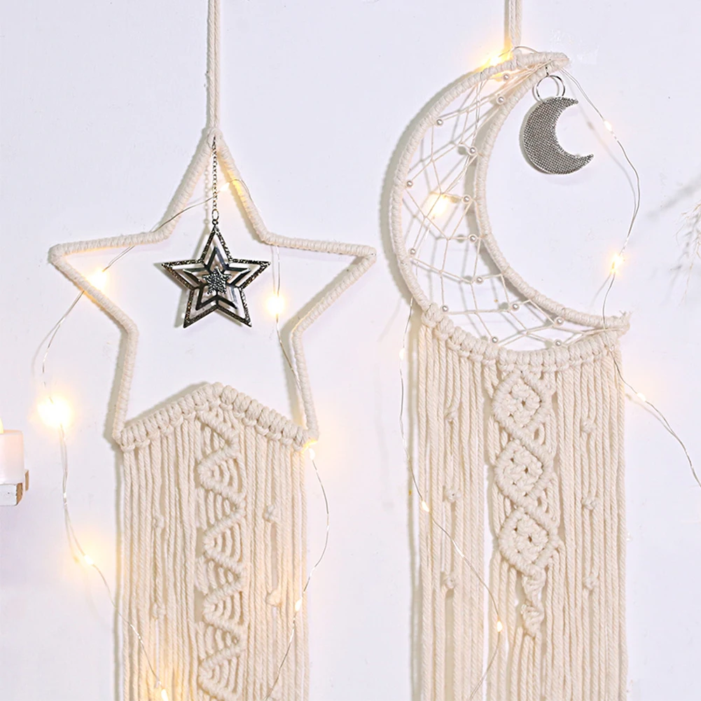 

Moon And Star Macrame Wall Hanging Tapestry Boho Wall Decor Macrame Deco Pared Handmade Kids Girls Room Decoration Gift